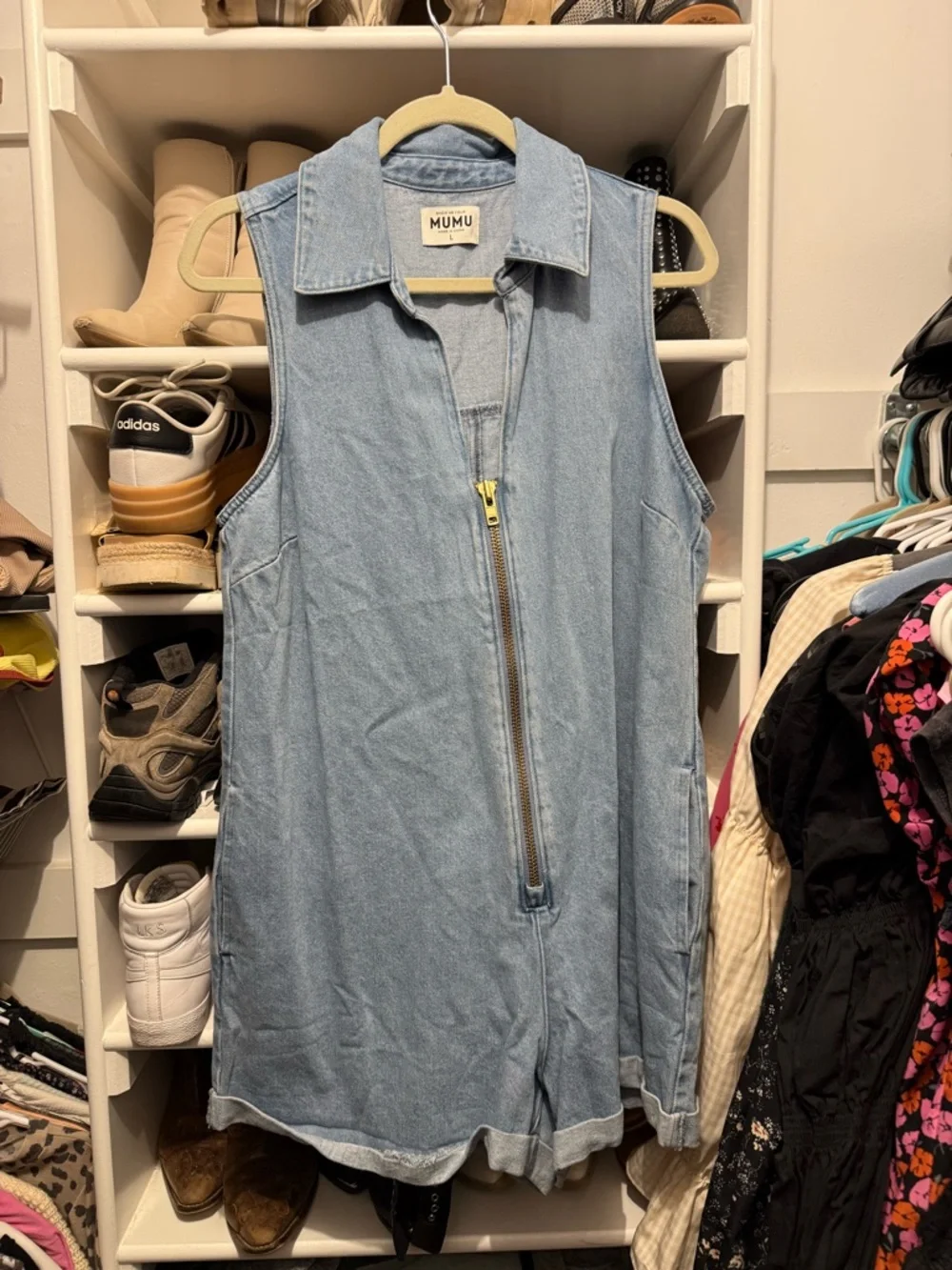 Show Me Your MuMu Light Blue Denim Zip-Front Romper - Picture 2 of 2
